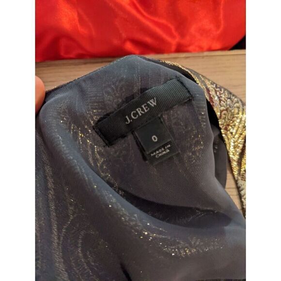 J. Crew Silk Blend Tank Women Metallic Foil Sleeveless Flowy V-Neck Sz 0 - Picture 8 of 8